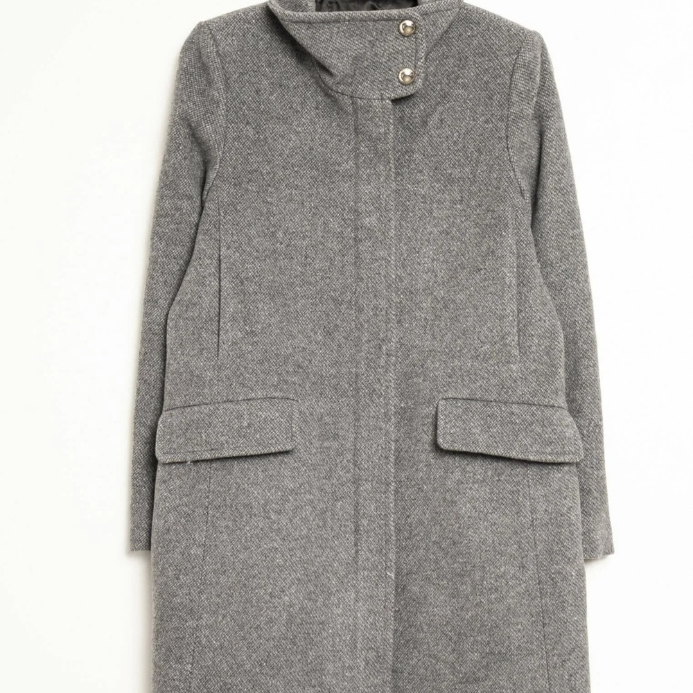 Women's Funnel Neck Coat Wool Blend High Neck XS